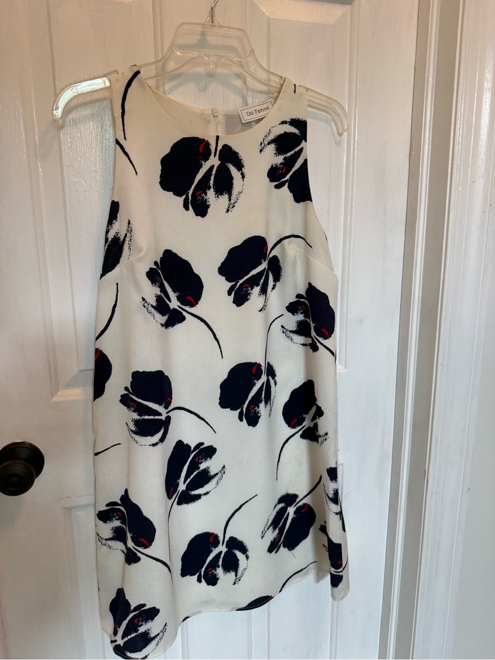 Ces Femme Mini Dress with Navy Floral Print and Red Accents